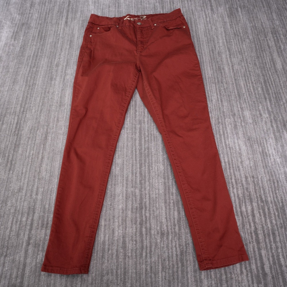 Seven7 Skinny Pants Womens 14 Red Excellent Tummyless High Rise Fired Brick
